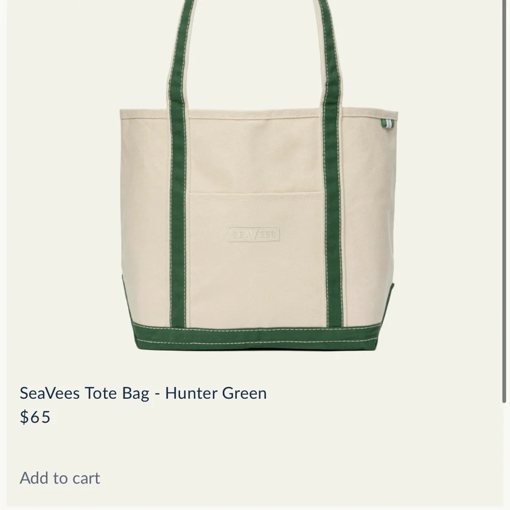 SeaVees Canvas Tote with Green Trim